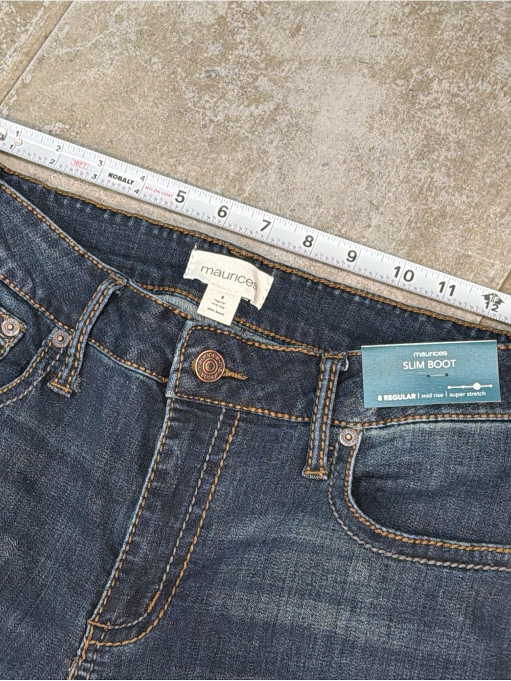NWT Maurices Slim Boot Regular Midrise Jean Size 8 Dark Wash - Picture 5 of 8